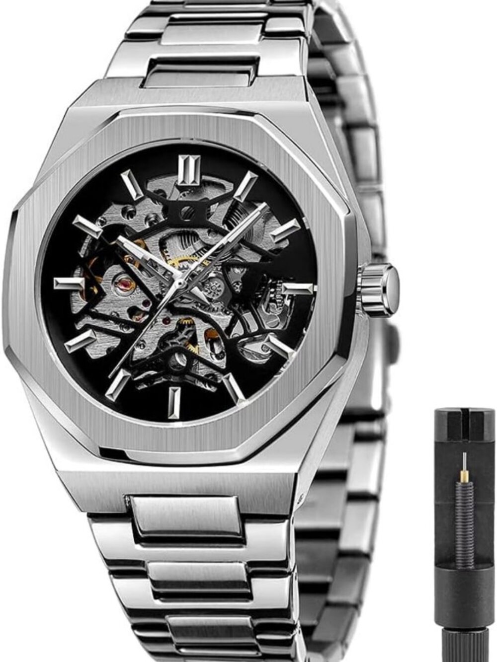 Luxury Skeleton Automatic Men's Mechanical Watch - Stylish & Elegant Timepiece